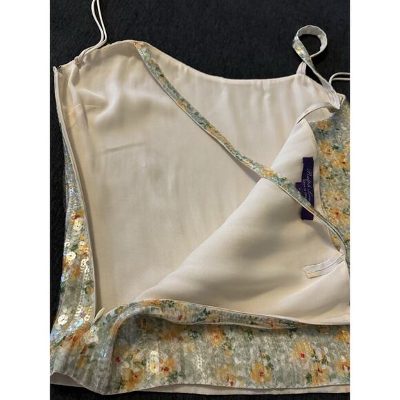 Ralph Lauren Purple Label Silk Sequin Tank Dress Top Floral Cami Blouse Runway 2 - Picture 12 of 14